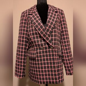 Rachel Zoe Pink and Black Checkered Blazer